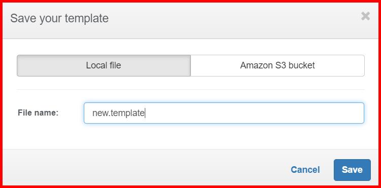 Picture showing a popup window to specify the save location of the template